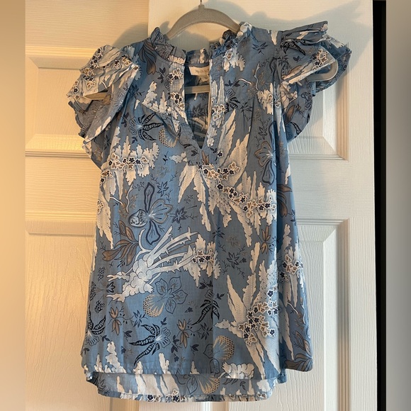 jennifer & grace top with cute blue floral pattern NWT size Small - Picture 1 of 4